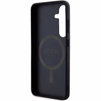 Guess 4G Collection Ādas Metāla Logotips Magnētiskais viedtālruņa apvalks Samsung Galaxy S24 - melna