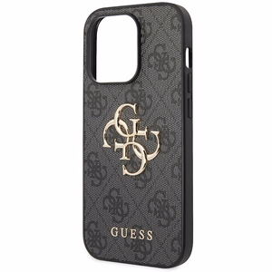 Guess 4G Big Metal Logo viedtālruņa apvalks iPhone 15 Pro Max - pelēka