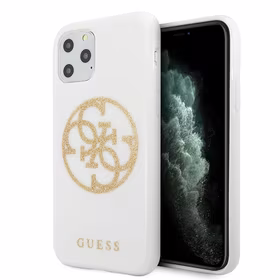 Guess GUHCN65TPUWHGLG iPhone 11 Pro Max balts cietais apvalks Glitter 4G Circle Logo