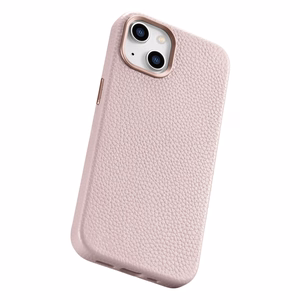 iCarer Litchi Premium ādas viedtālruņa apvalks iPhone 14 Plus Magnētiskais ādas apvalks ar MagSafe Rozā (WMI14220711-PK)
