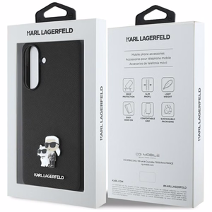 Karl Lagerfeld Saffiano Case w/ K&C Metal Logo for Samsung Galaxy A56 - Black