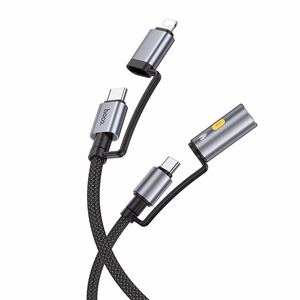 Kabelis All-in-one USB C / Lightning uz USB C / Auto piepīpētājs Hoco PD 3A 60W 1,2 m U138 pelēks