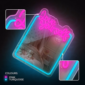Neon MIRROR LED LOVE YOURSELF tirkīza rozā FMNE01 Forever Light