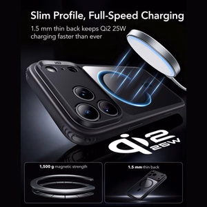 ESR Classic Hybrid MagSafe maciņš modelim iPhone 18 Pro / 17 Pro – caurspīdīgs melns