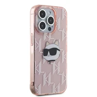 Karl Lagerfeld IML Choupette galvas un monogrammas apvalks iPhone 15 Pro Max - rozā
