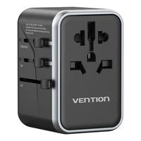 Vention FJFB0 GaN 2xUSB-C 2xUSB-A universālais ceļojumu adapteris 65W (melns)
