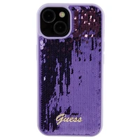 Guess Sequin Script Metal viedtālruņa apvalks iPhone 15 - violeta