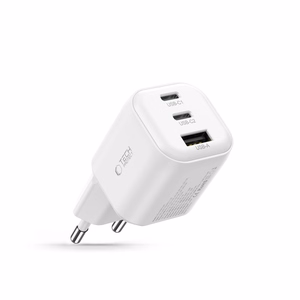 Tech-Protect NCA100W-GaN 3 pieslēgvietu 100 W PD 3.2/QC 3.0 tīkla barošanas adapteris – balts