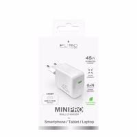 Puro Super Mini 45W PD GaN USB-C sienas lādētājs - balts