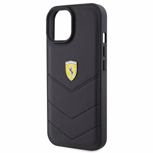 Ferrari dygsnots metāla logotipa apvalks iPhone 15 – melns