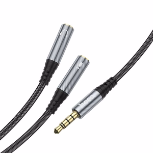 Kabel AUX 2w1 Jack 3,5 mm (męski) do 2 x Jack 3,5 mm (żeński) Hoco 0,25 m UPA21 pelēks (SC)