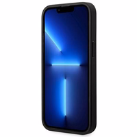 BMW BMHMP14X22PTDK iPhone 14 Pro Max 6.7 - melns ādas vāciņš ar trīskrāsainu zīmējumu MagSafe