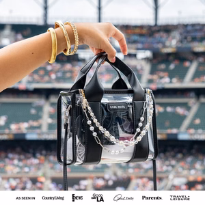 Case-Mate Micro Tote Bag water-resistant shoulder bag, Midnight Black / Clear