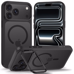 Tech-Protect MagStand MagSafe CC maciņš, paredzēts iPhone 18 Pro Max / 17 Pro Max, matēti melns