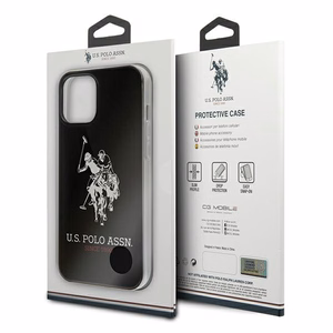 US Polo USHCP12LTPUHRBK Shiny Big Logo vāciņš ierīcei iPhone 12 Pro Max 6.7", melns