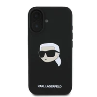Karl Lagerfeld silikona viedtālruņa apvalks Karl Head Print Magnētiskais iPhone 16 - melns