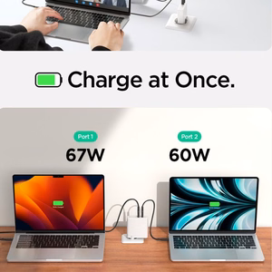 Spigen ArcStation Pro GaN-1402 2-портовое 140W сетевое зарядное устройство белый