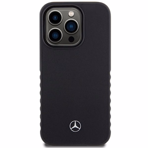 Mercedes Smooth Leather apvalks viedtālruņa iPhone 15 Pro - melns