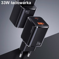 USAMS tīkla lādētājs 1xUSB-C+1xUSB T43 33W (tikai galviņa) PD3.0 +QC3.0 ātrā uzlāde balts CC144TC02 (US-CC144)