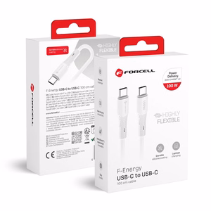Cable USB C to USB C Forcell F-Energy QC4.0 PD 5A 100W Silicone 1 m C347 white