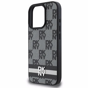 DKNY Viedtālruņa apvalks iPhone 16 Pro ar patikrētu rakstu un drukātām svītrām - melns