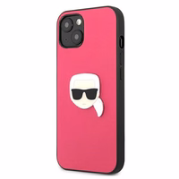 Karl Lagerfeld Ādas Ikonik Karl's Head Metāla apvalks iPhone 13 mini - rozā