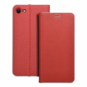 Viedtālruņa apvalks LUNA Book Carbon priekš IPHONE 7 / 8 / SE 2020 / SE 2022 sarkans