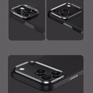 Melns Benks Magnetic Armor Air 600D kevlara vāciņš ar metāla rāmi (C.K.FL.AP.BK.A072), paredzēts iPhone 18 Pro / iPhone 17 Pro