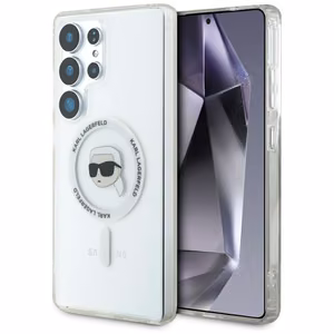 Viedtālruņa apvalks Karl Lagerfeld Button Karl Head Printed Logo Magnētiskais Samsung Galaxy S25 Ultra balts