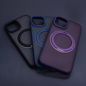 Viedtālruņa apvalks Mag Ring ar rotējošu gredzenu iPhone 15 Pro 6,1" violets