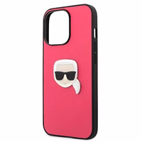 Karl Lagerfeld Ādas Ikonik Karl's Head Metāla apvalks iPhone 13 Pro / 13 6,1\" - rozā