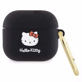 Hello Kitty silikona 3D Kitty galvas apvalks AirPods 3 - melns