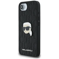 Karl Lagerfeld Monogram Karl Head Pin viedtālruņa apvalks iPhone 16e - melns