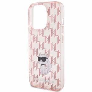 Karl Lagerfeld Monogram Choupette maciņš iPhone 15 Pro, rozā