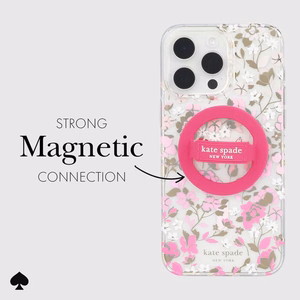 Kate Spade New York Magnetic Loop Grip MagSafe magnētiskais tālruņa turētājs pirkstam, “Pom Pom Pink”