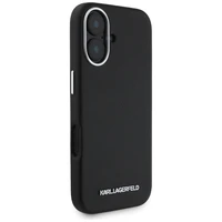 Karl Lagerfeld Saffiano pilnībā pārklāts iegarena metāla logotipa magnētiskais viedtālruņa apvalks iPhone 16 - melns