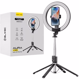 Blavec Selfie gredzena lampa Aura LED gredzens P-55 25cm statīvs + tālvadības pults + 2,3 metri (RLP55-TRB23) melna