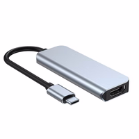 HUB Tech-Protect V2 4in1 USB-C - USB-A 3.0 / USB-A 2.0 / USB-C / HDMI - pelēks
