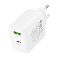 Borofone sienas lādētājs BN30 Cargador GaN - USB + Type C - QC 3.0 PD 45W balts