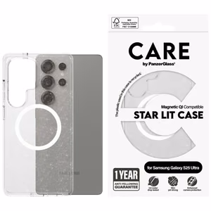 CARE by PanzerGlass Flagship Urban Combat StarLight Balts QI viedtālruņa apvalks Samsung Galaxy S25 Ultra - Caurspīdīgs