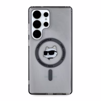 Karl Lagerfeld pogu Choupette Head izdrukātais logotips Magnētiskais viedtālruņa apvalks Samsung Galaxy S25 Ultra melns
