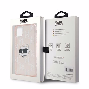 Karl Lagerfeld IML Choupette galvas un monogrammas apvalks iPhone 11 / Xr - rozā