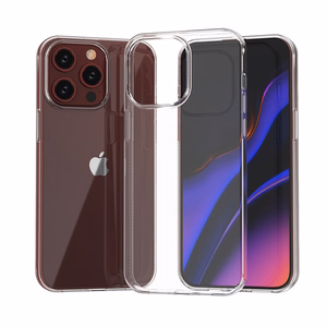 iPhone 15 Pro Max case from the Ultra Clear series in transparent color