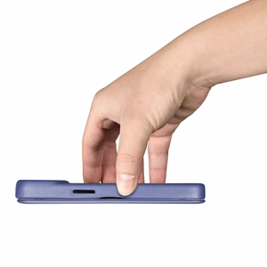 iCarer CE Premium ādas folio viedtālruņa apvalks iPhone 14 Pro Max magnētiskais atveramais ādas folio apvalks MagSafe gaiši violeta