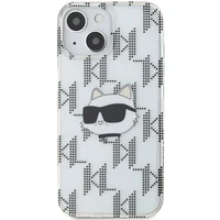Karl Lagerfeld IML Choupette galvas un monogrammas apvalks iPhone 15 / 14 / 13 - caurspīdīgs