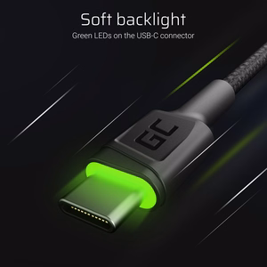 Green Cell KABGC13 – USB-A to USB-C kabelis, USB 2.0, 2 m, melns