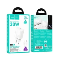 Lādētājs viedtālrunim Hoco USB C QC PD 30W + kabelis USB C uz Lightning N62 balts
