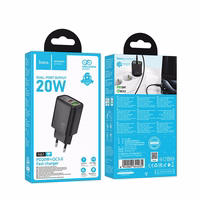 Lādētājs Hoco USB-A + USB-C QC3.0 PD 3A 20W N61 melns