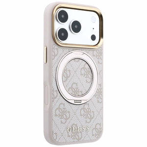 Guess Ring Stand 360 4G Classic Logo MagSafe maciņš, paredzēts iPhone 17 Pro Max / 18 Pro Max, rozā