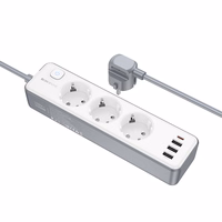 Borofone Barošanas sloksne BAC9 - 3 rozetes 240V + 3xUSB + C tips - PD 20W 2 metri melns